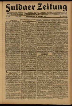 Erste Ausgabe vom Donnerstag, den 18. Dezember 1913.