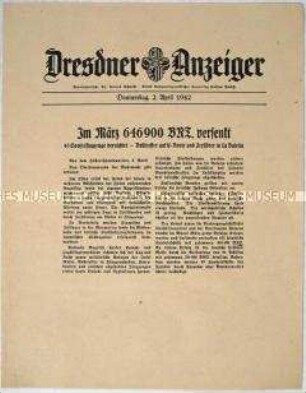 Nachrichtenblatt "Dresdner Anzeiger" mit Meldungen des OKW von verschiedenen Fronten