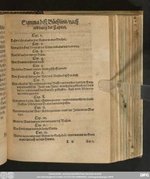 Summa diß Büchlins/ nach ordnung der Capitel.