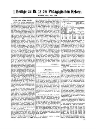 Was uns droht : 1. Beilage zu Nr. 13 der Pädagogischen Reform