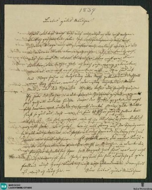 Brief von Vinzenz Lachner an seine Frau vom 18.08.1839 - K 2917, 1