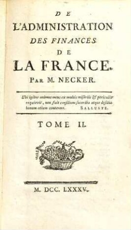 De l'administration des finances de la France, 2