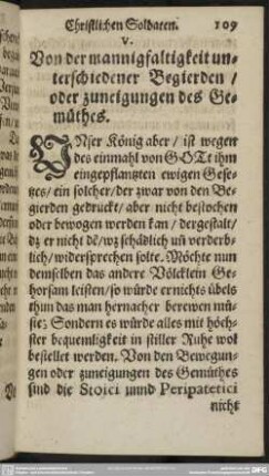 V. Von der mannigfaltigkeit unterschiedener Begierden, oder zuneigungen des Gemüthes
