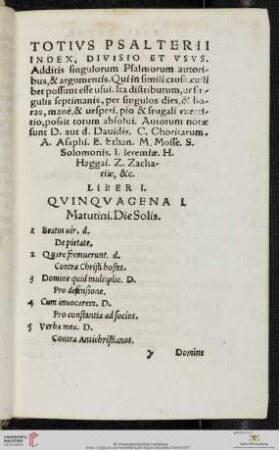 Totivs Psalterii index, divisio et vsvs