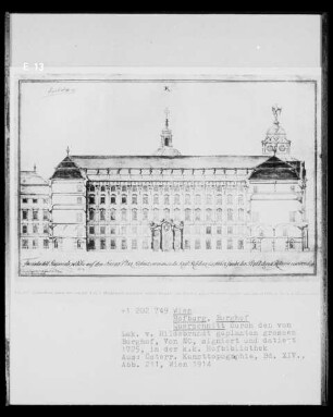 Querschnitt durch den von Johann Lucas von Hildebrandt geplanten großen Burghof der Hofburg in Wien