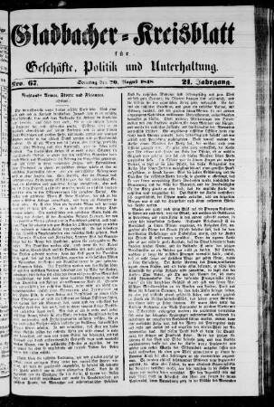 Gladbacher Kreisblatt für Geschäfte und Unterhaltung. 1847-1851