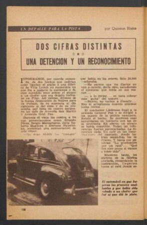 Dos cifras distintas - una detención y un reconocimiento : Un detalle para la pista