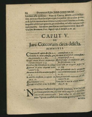 Caput V. De Iure Coecorum circa delicta.