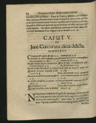 Caput V. De Iure Coecorum circa delicta.