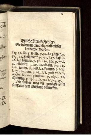 Etliche Truck-Fehler/ So in dem nochmahligen überlesen beobachtet worden