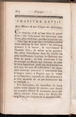 Chapitre XLVIII. Des Mœurs & des Usages des Spartiates.