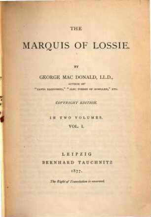 The Marquis of Lossie, 1