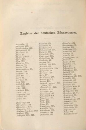 Register der deutschen Pflanzennamen.