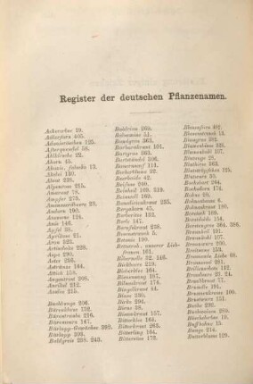 Register der deutschen Pflanzennamen.