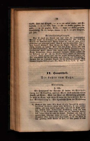 II. Haupttheil. Die Lehre vom Satze.