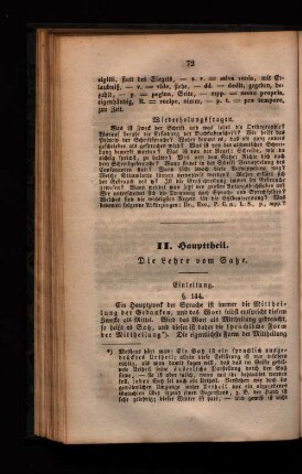 II. Haupttheil. Die Lehre vom Satze.