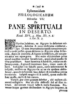 Dirscurs VII. De Pane spirituali in deserto.