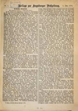 Augsburger Postzeitung. Beilage zur Augsburger Postzeitung, 1879