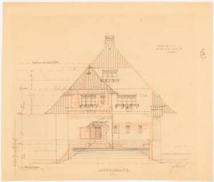 Einfamilienwohnhaus, Berlin-Nikolassee: (von Inv.Nr. 43320) Aufriss Rückansicht 1:50; mit Fenstervarianten