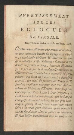 Avertissement Sur Les Eglogues De Virgile.