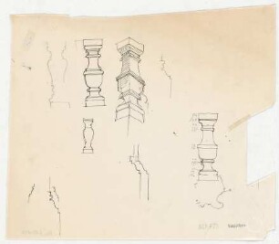 Thiersch, Friedrich von; München; Justizpalast - Balustraden - Ornamente (Ansicht, Perspektive)