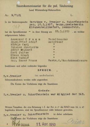 Dresler und Scharfenstein, Dorothe von