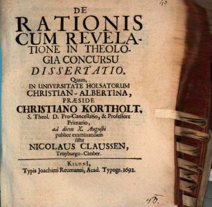 De rationis cum revelatione in theologia concursu dissertatio