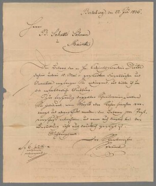 Geschäftsarchiv des Schottverlages Mainz - BSB Ana 800.A, III. Stremmel. Verlagskorrespondenz von 1826 bis 1830: Briefe von Stremmel an B. Schott's Söhne - BSB Ana 800.A.III. Stremmel