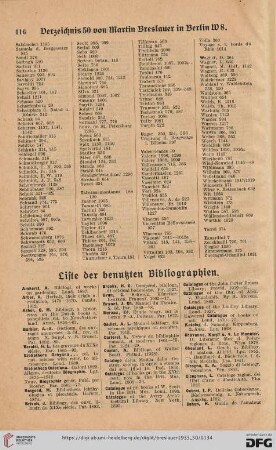 Liste der benutzten Bibliographien