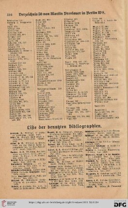 Liste der benutzten Bibliographien