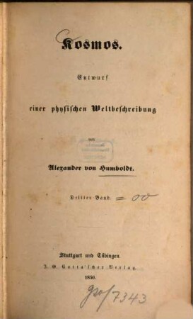 Kosmos : Entwurf einer physischen Weltbeschreibung, 3