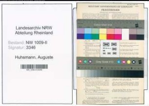 Entnazifizierung Auguste Huhsmann , geb. 15.10.1898 (Pflegerin)