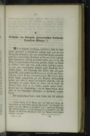 V. Geschichte des Königlichen Hannoverschen Landwehr-Bataillons Münden
