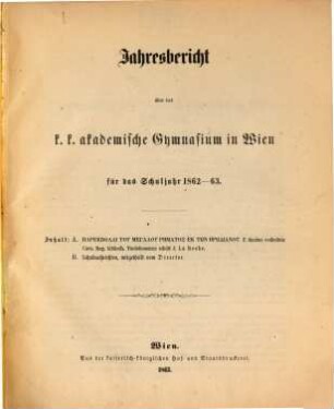 Jahresbericht. 1862/63