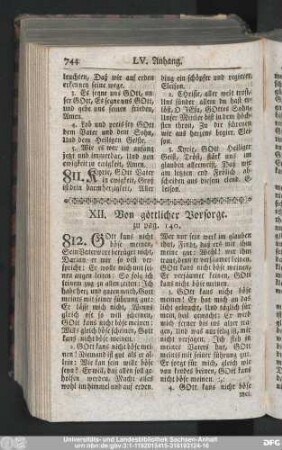 XII. Von göttlicher Vorsorge.