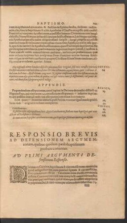 Responsio Brevis Ad Defensionem Argumentorum, quibus quidam paedobaptismum probare conantur.