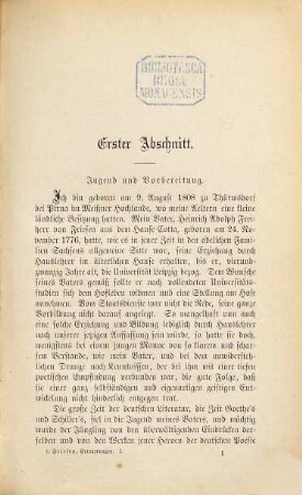 Erinnerungen aus meinem Leben, 1