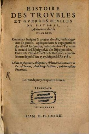 Histoire des troubles et guerres civiles des Pays-Bas