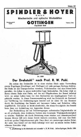 Liste 61: Der Drehstuhl nach Prof. R. W. Pohl