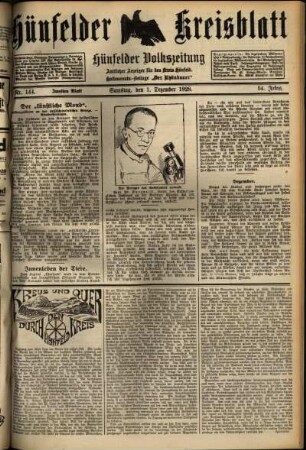 Zweite Ausgabe vom Samstag, den 01. Dezember 1928.