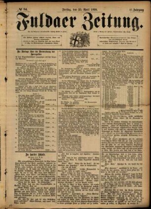 Ausgabe vom Freitag, den 25. April 1890.