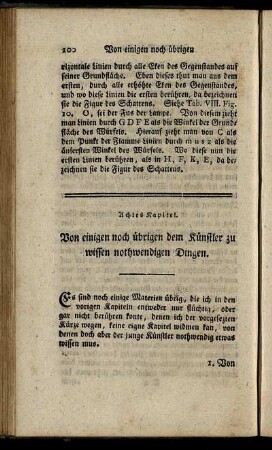 Achtes Kapitel. Von einigen noch übrigen dem Künstler zu wissen nothwendigen Dingen.
