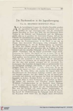 5: Die Psychoanalyse in der Jugendbewegung
