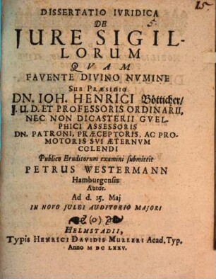 Dissertatio Iuridica De Iure Sigillorum