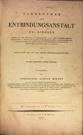 Jahrbücher der Entbindungsanstalt zu Gießen. [1.] 1820