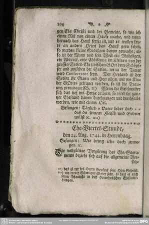 Ehe-Viertel-Stunde, den 24. Aug. 1744. in Herrnhaag