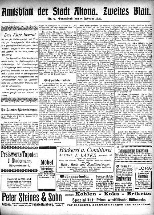 Nummer 6. Zweites Blatt. : Sonnabend, den 9. Februar 1924
