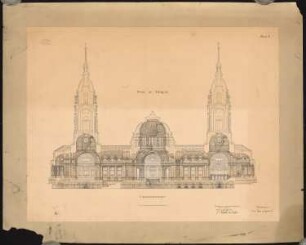 Berliner Dom Schinkelwettbewerb 1884: Längsschnitt