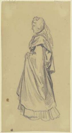 Stehende Frau, von der Seite gesehen