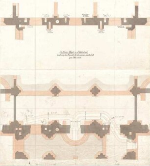 Gärtner, Friedrich von; München, Ludwigstr.; Staatsbibliothek - Ostflügel - Leitung der Kanäle für die Warmluft zum Ofen (Schnitte)